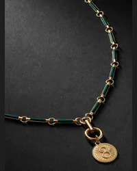 FOUNDRAE Karma Kette aus 18 Karat Gold mit Malachiten und Diamant Grün