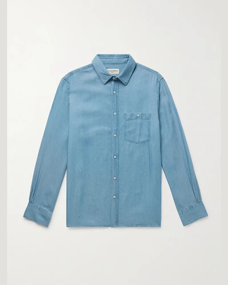 Officine Generale Alex Hemd aus Lyocell-Chambray Blau