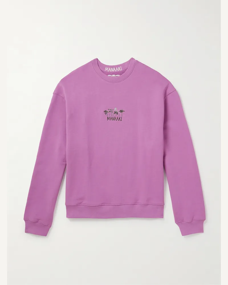 MANAAKI Sweatshirt aus Baumwoll-Jersey mit Logostickerei Lila
