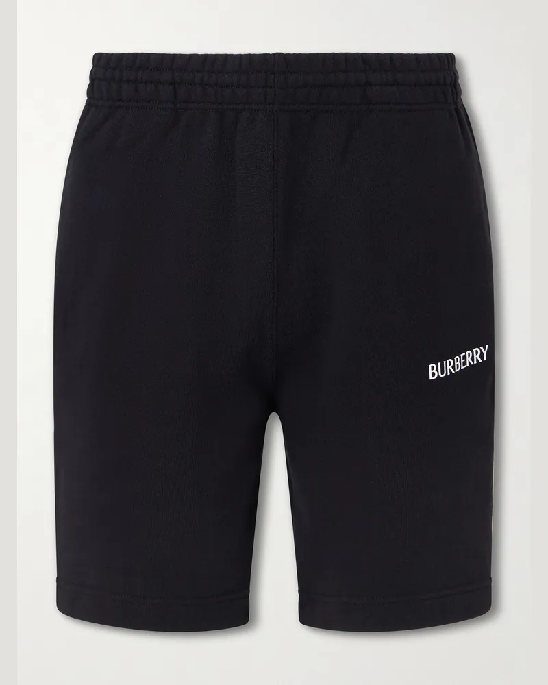 Burberry Logo-Print Straight-Leg Cotton-Jersey Shorts Black