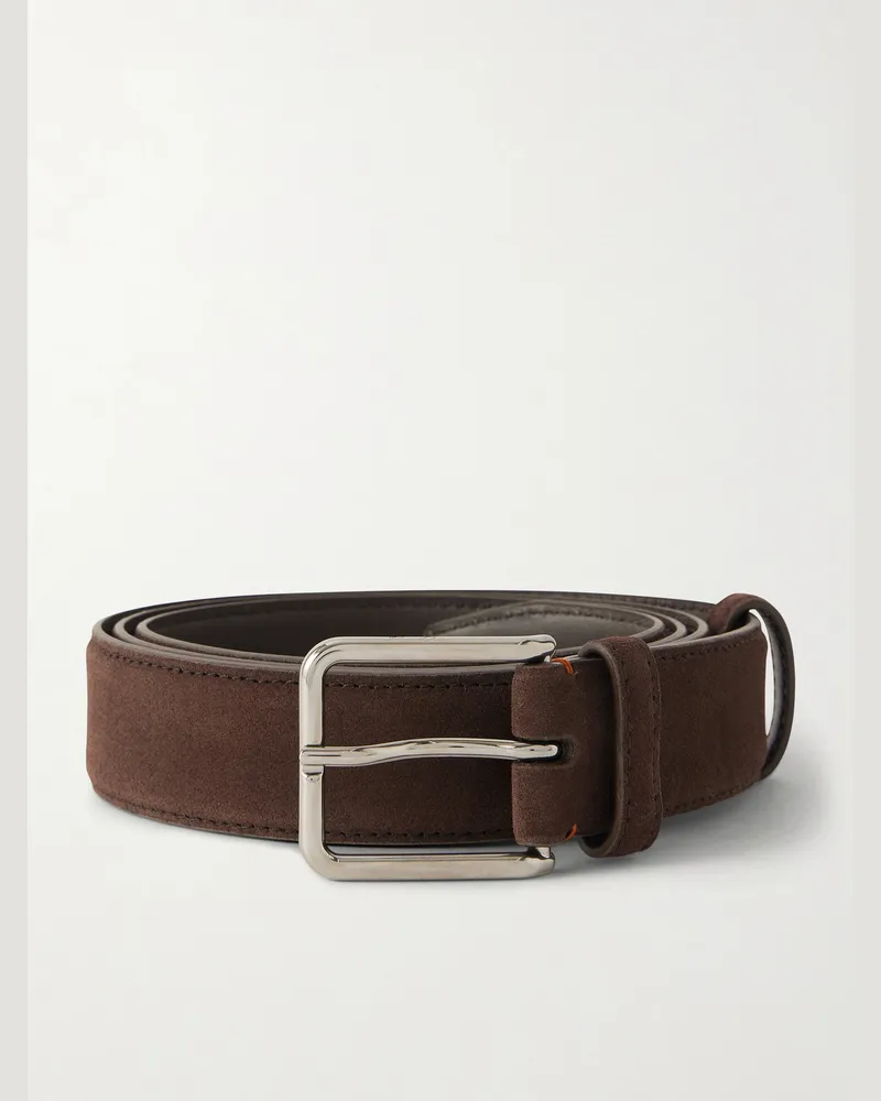 Loro Piana Monterey 3.2cm Suede Belt Brown