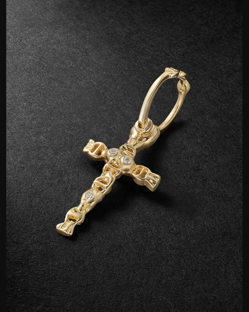 HOORSENBUHS Sacred Cross Anhänger aus 18 Karat Gold mit Diamanten Gold