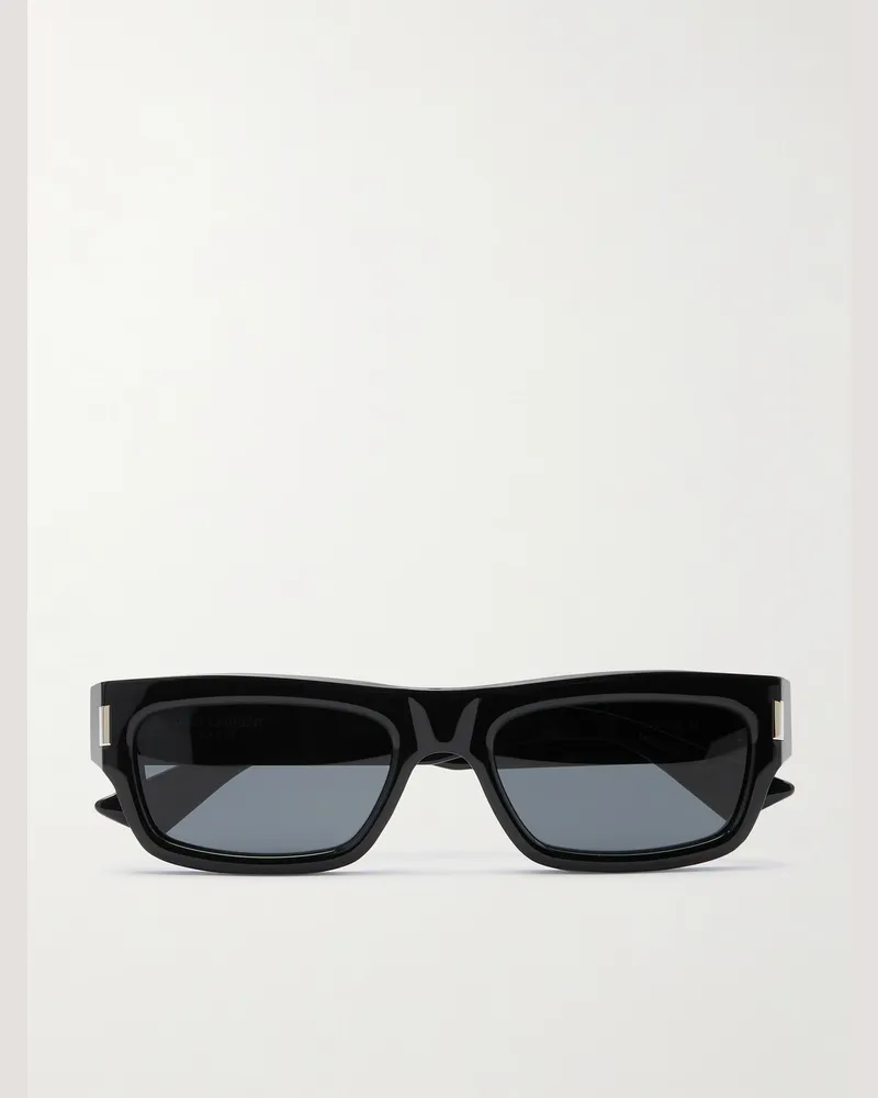 Saint Laurent Rectangular-Frame Acetate Sunglasses Black
