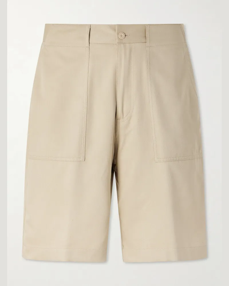 Ralph Lauren Straight-Leg Silk-Twill Shorts Neutrals