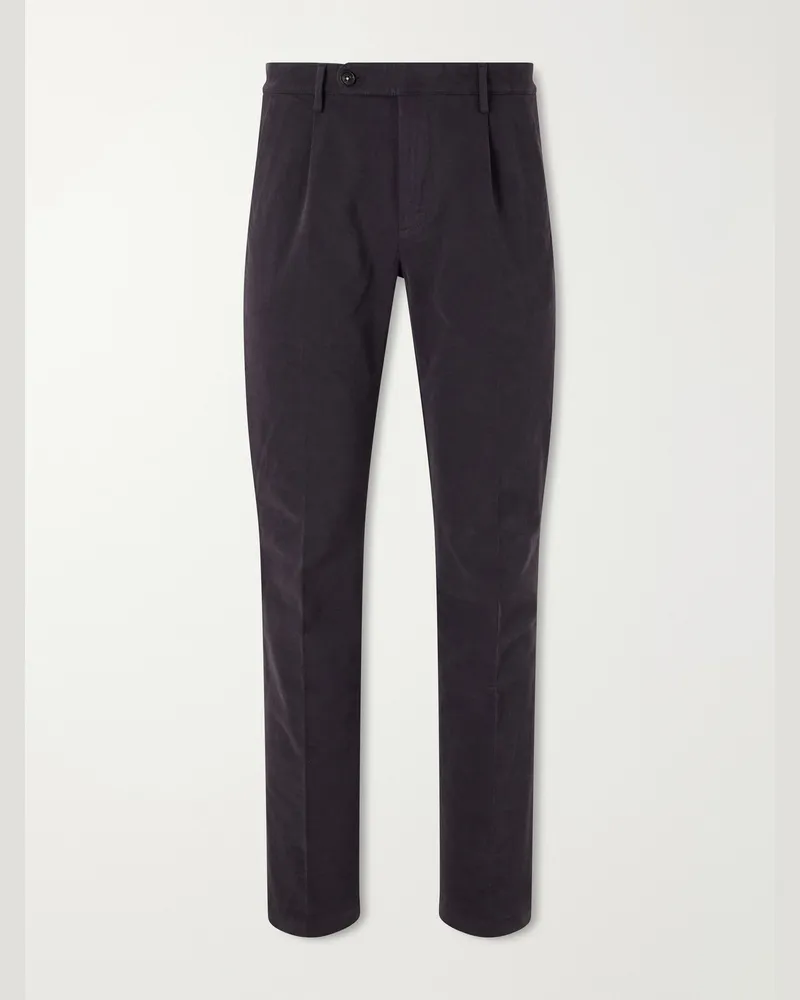 Massimo Alba Ionio2 Straight-Leg Cotton-Blend Trousers Black