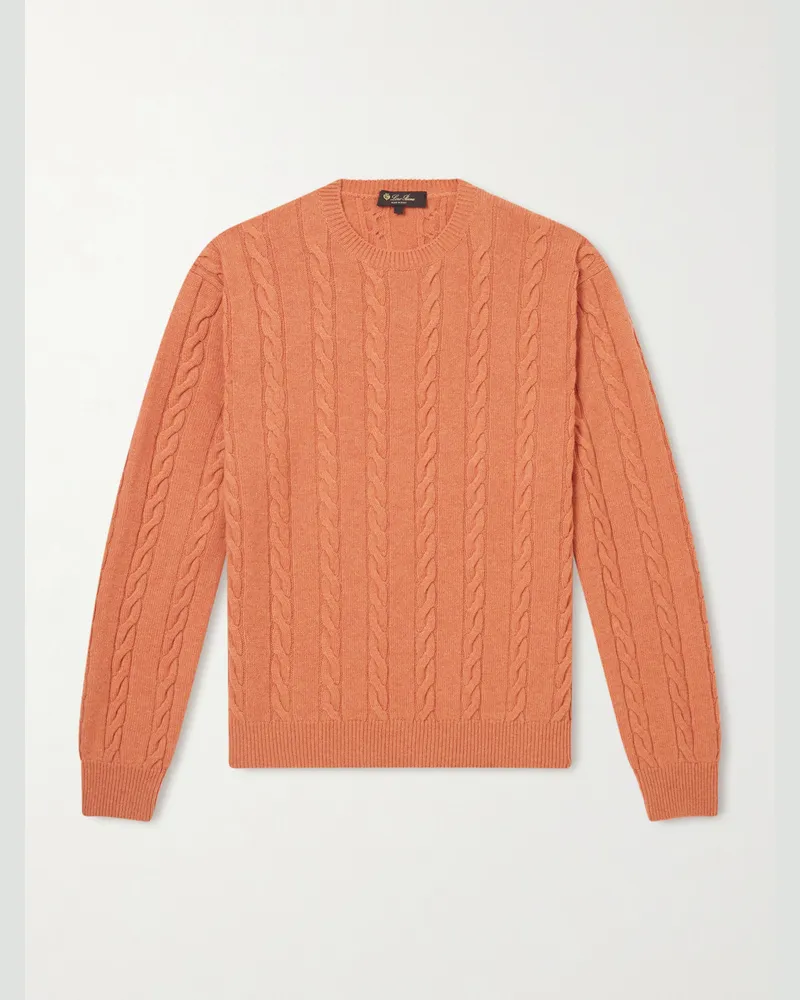 Loro Piana Cedar Zopfstrickpullover aus Kaschmir Orange