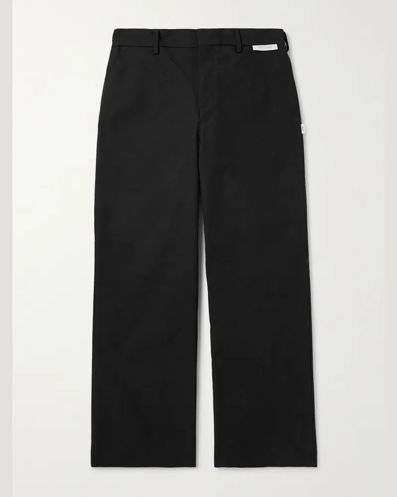 WTAPS Straight-Leg Cropped Logo-Appliquéd Twill Trousers Black