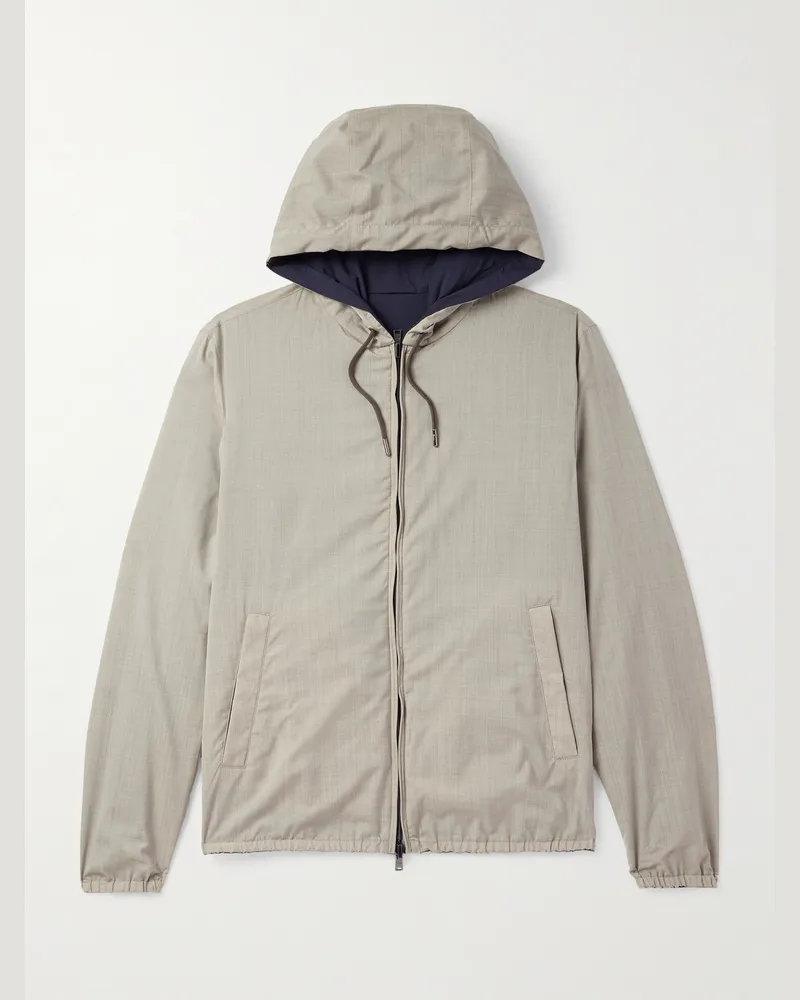 Herno Wendbare Kapuzenjacke aus einer Schurwoll-Seidenmischung und Shell Neutral