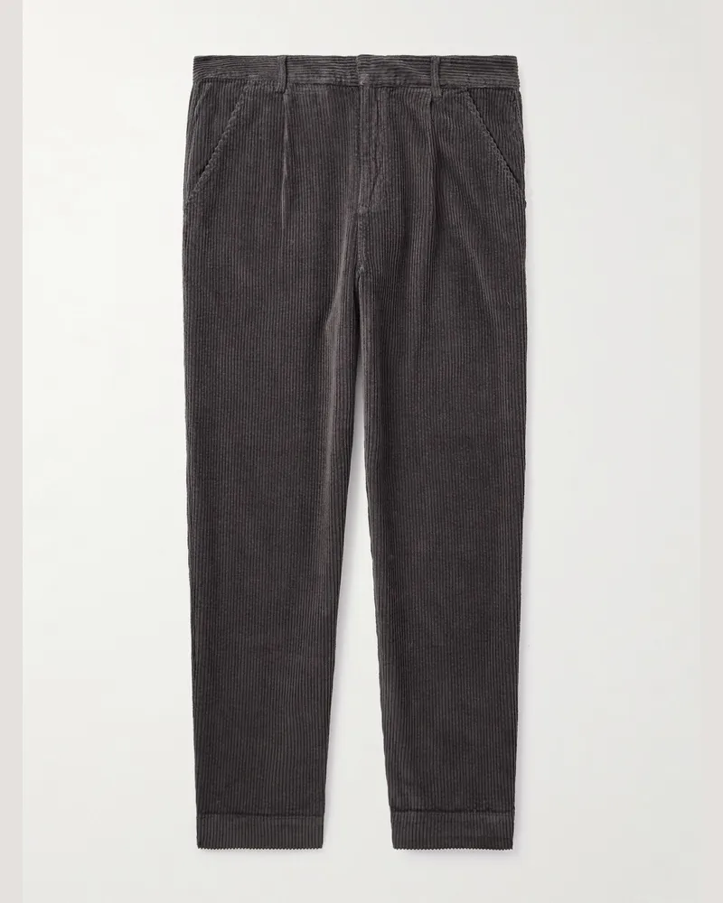 Folk Signal gerade geschnittene Hose aus Baumwollcord mit Falten Schwarz