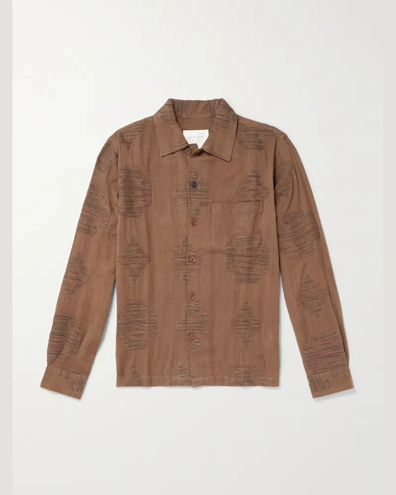 KARDO Martin Hemd aus Baumwoll-Jacquard Braun