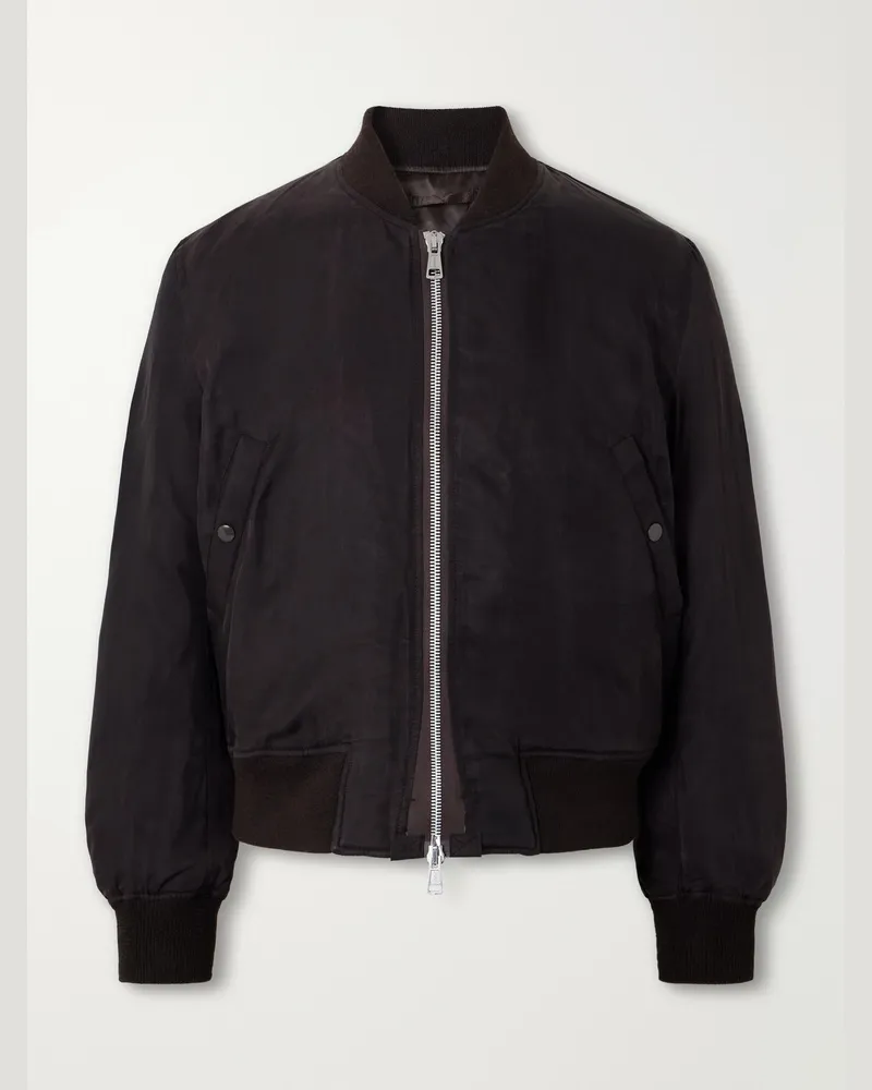 Our Legacy Reversible Padded Coated-Twill Bomber Jacket Brown