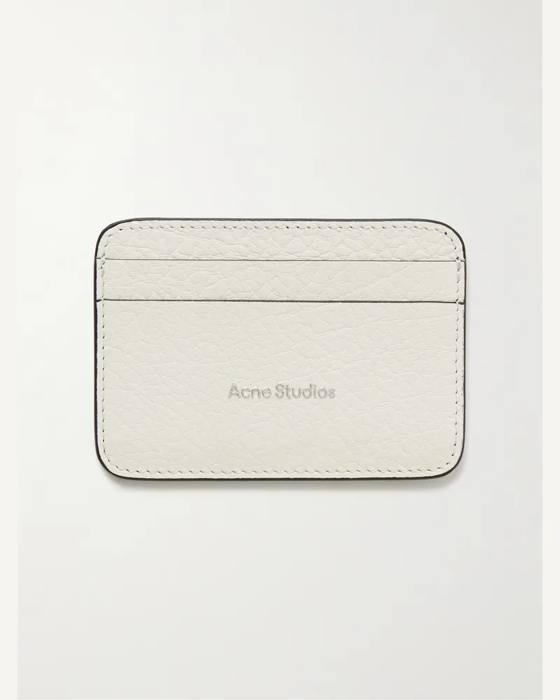 Acne Studios Kartenetui aus vollnarbigem Leder mit Logoprint Weiß