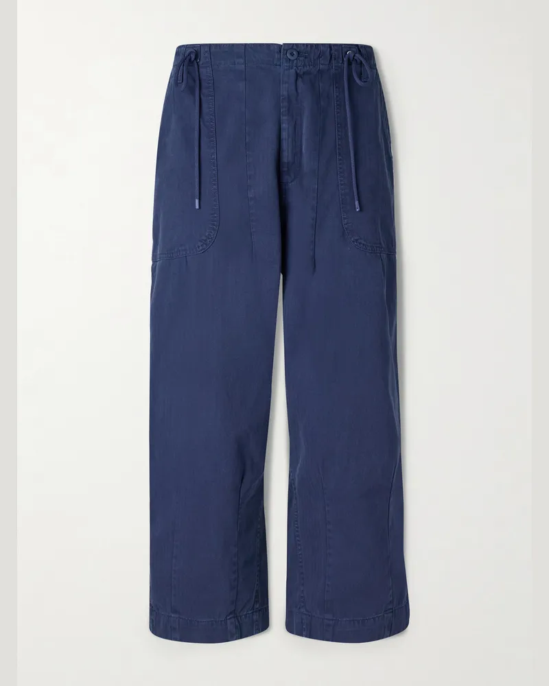 Cherry Los Angeles Parachute Wide-Leg Herringbone Cotton Trousers Blue