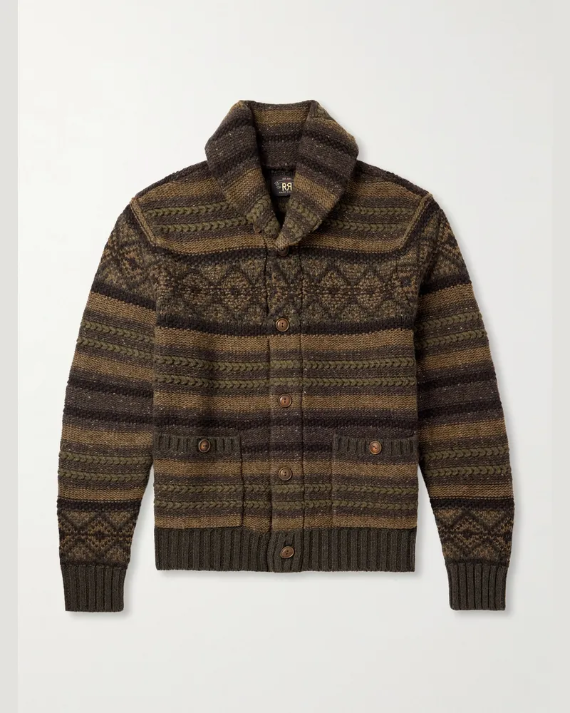 RRL Cardigan aus einer Woll-Baumwollmischung mit Schalkragen Braun