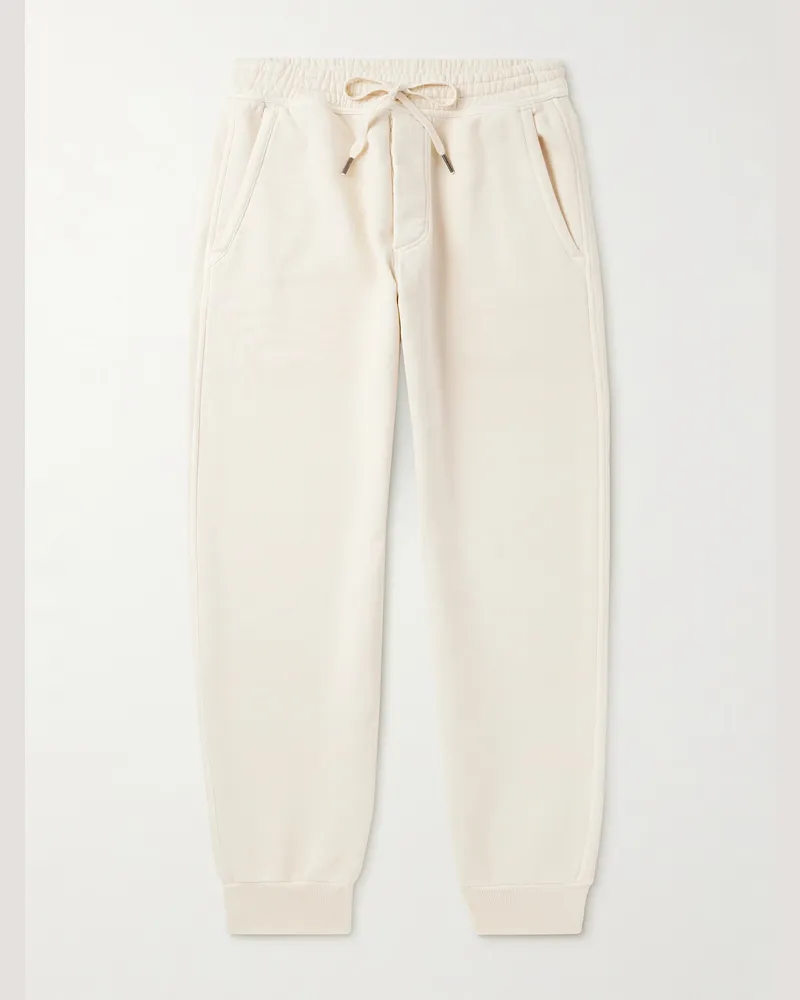 Tom Ford Tapered Cotton-Jersey Sweatpants Neutrals