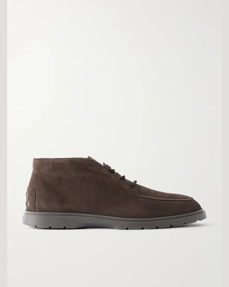 TOD'S Suede Lace-Up Boots Brown