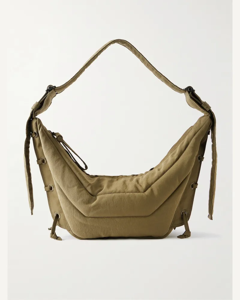 Christophe Lemaire Soft Game kleine Umhängetasche aus Nylon-Canvas Grün