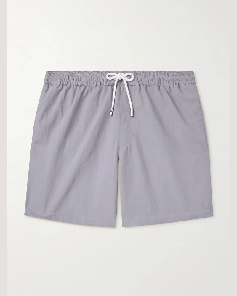 MR P. Gerade geschnittene mittellange Badeshorts in Stückfärbung Lila