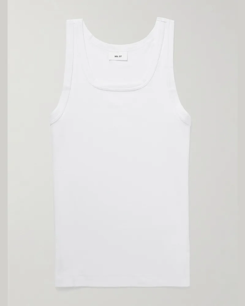 NN 07 Tanktop aus geripptem Stretch-Biobaumwoll-Jersey Weiß