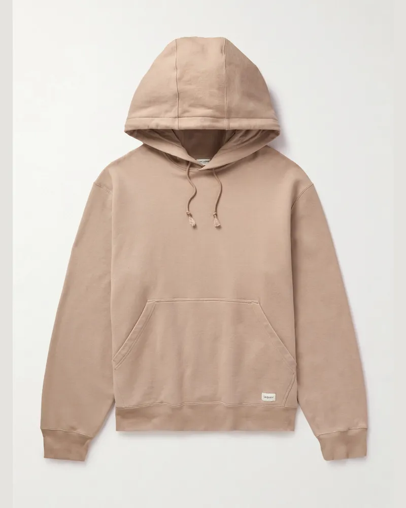 Saint Laurent Oversized-Hoodie aus Baumwoll-Jersey mit Logoapplikation Neutral