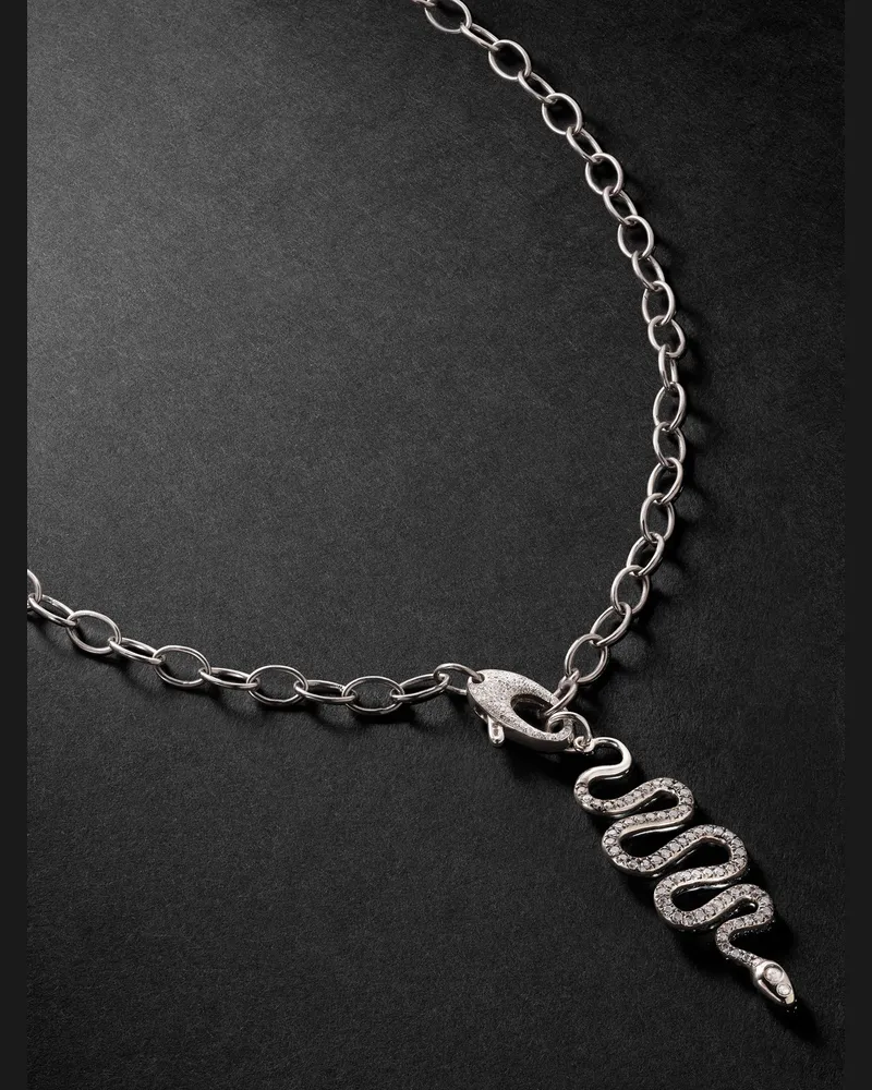 Ileana Makri White Gold Diamond Necklace Silver