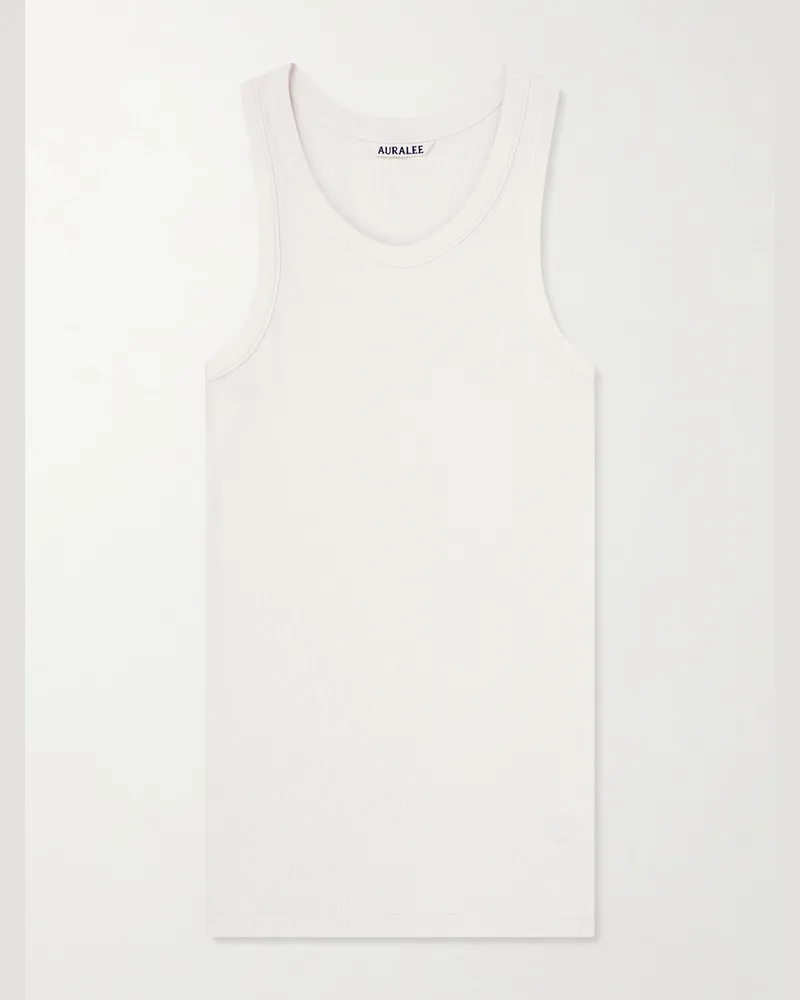 AURALEE Ribbed Organic Cotton-Jersey Tank Top White