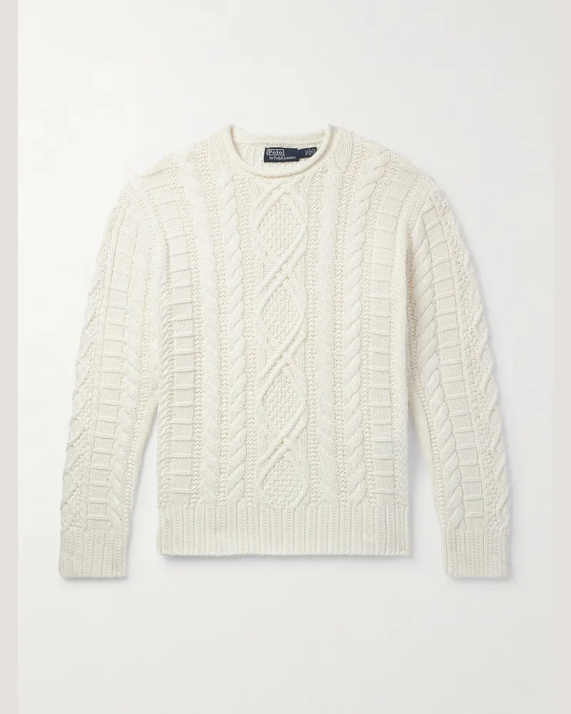 Ralph Lauren Pullover aus Baumwolle in Zopfstrick Weiß