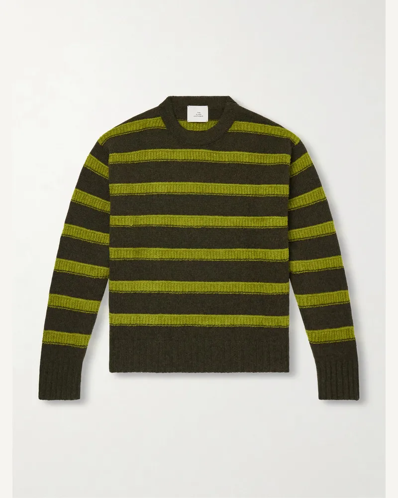 The Elder Statesman Ridgeline gestreifter Pullover aus einer Baumwoll-Kaschmirmischung Grün