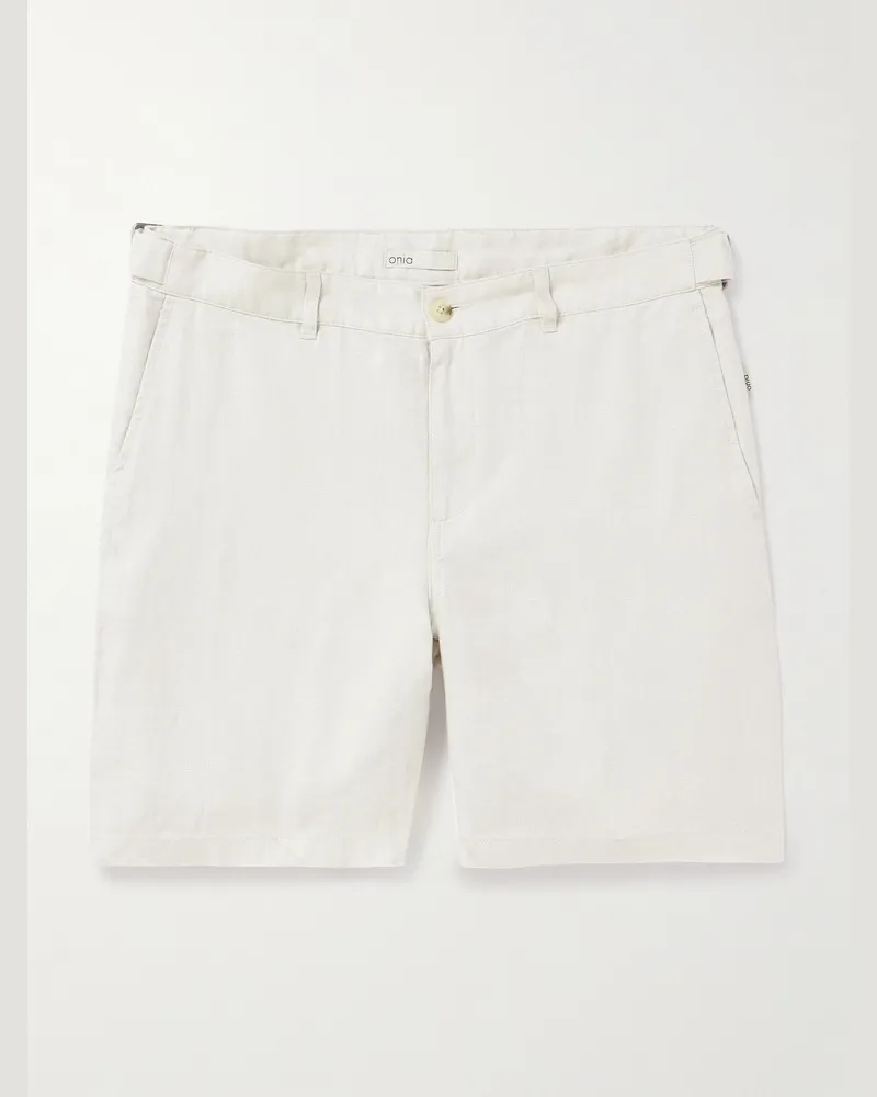 Onia Gerade geschnittene Shorts aus Leinen Neutral