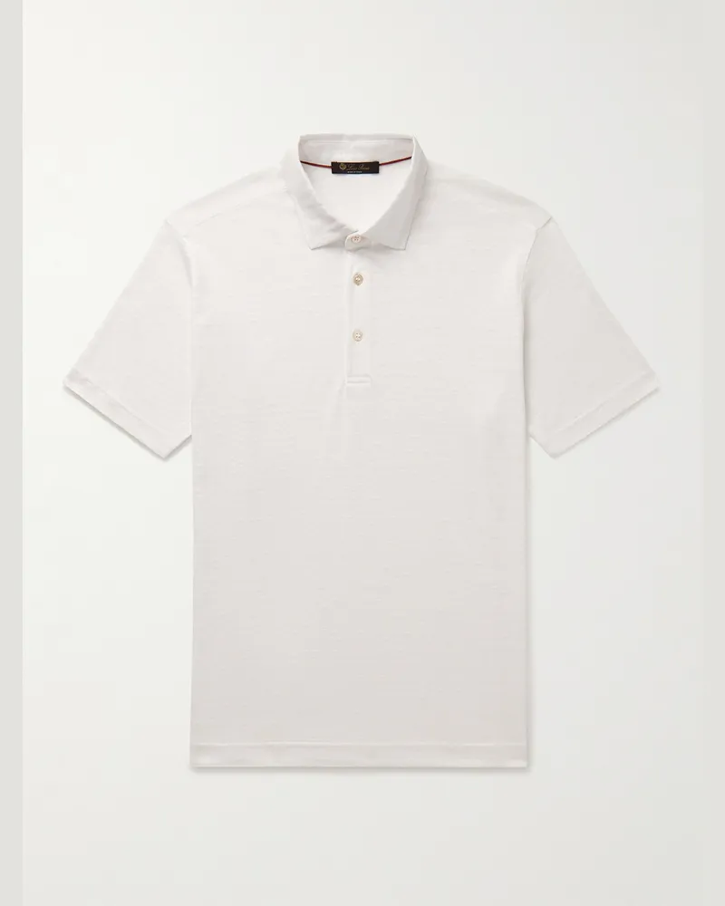 Loro Piana Linen-Jersey Polo Shirt White
