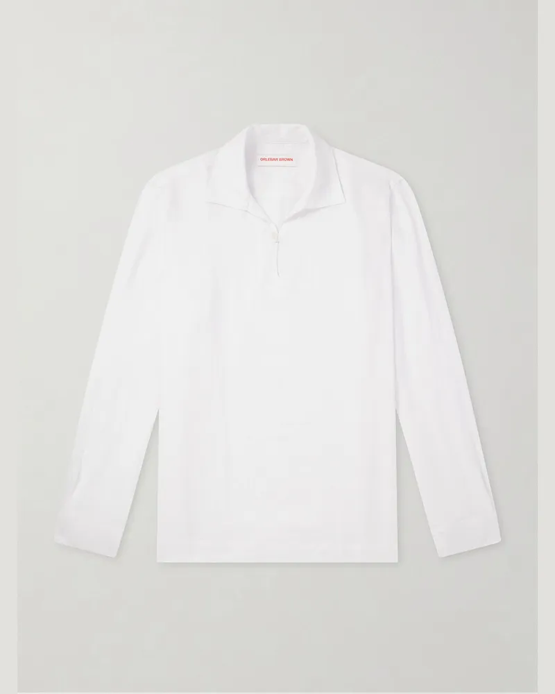 Orlebar Brown Vincent Linen Polo Shirt White