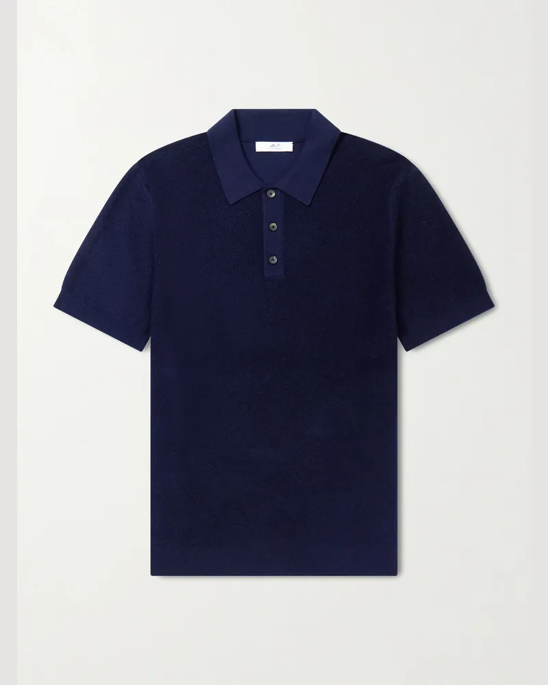 MR P. Organic Cotton and Cashmere-Blend Polo Shirt Blue