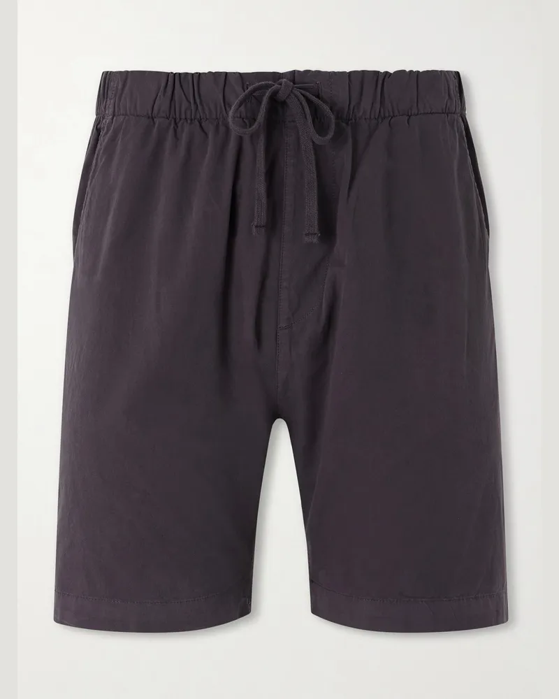 Hartford Joggy Straight-Leg Cotton Drawstring Shorts Blue