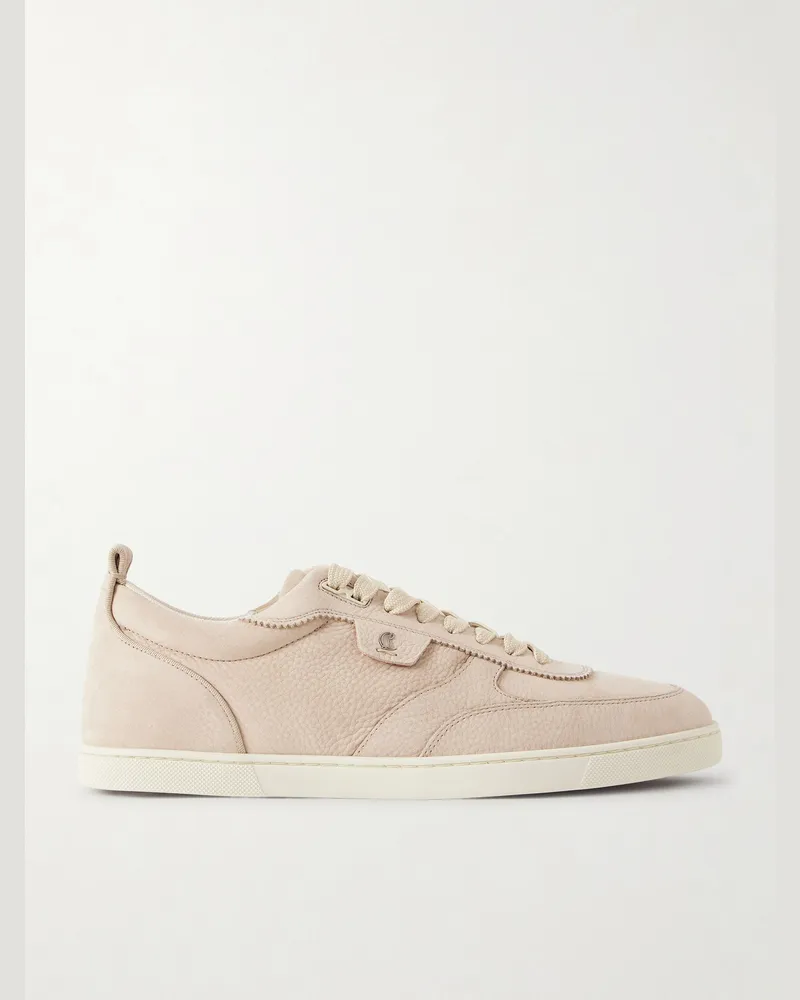 Christian Louboutin Tutti Rui Sneakers aus perforiertem Nubukleder Neutral