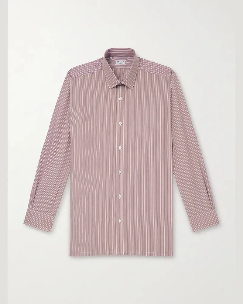 Charvet Hemd aus gestreifter Baumwollpopeline Braun