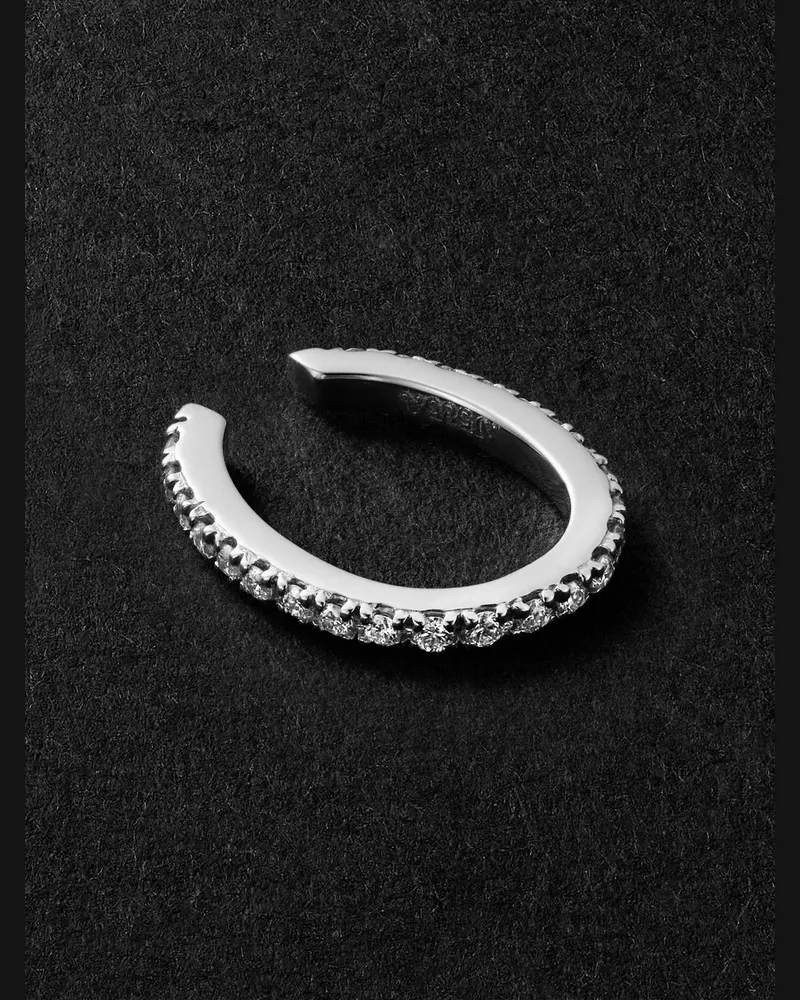 Kolours Luna Spectra Oval 14-Karat White Gold Diamond Ear Cuff Silver