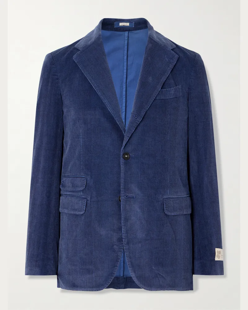 Massimo Alba Catch2 Prince of Wales Checked Cotton-Blend Corduroy Blazer Blue