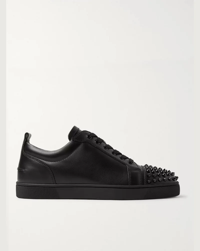 Christian Louboutin Louis Junior Spikes Sneakers aus Leder mit Querkappe Schwarz