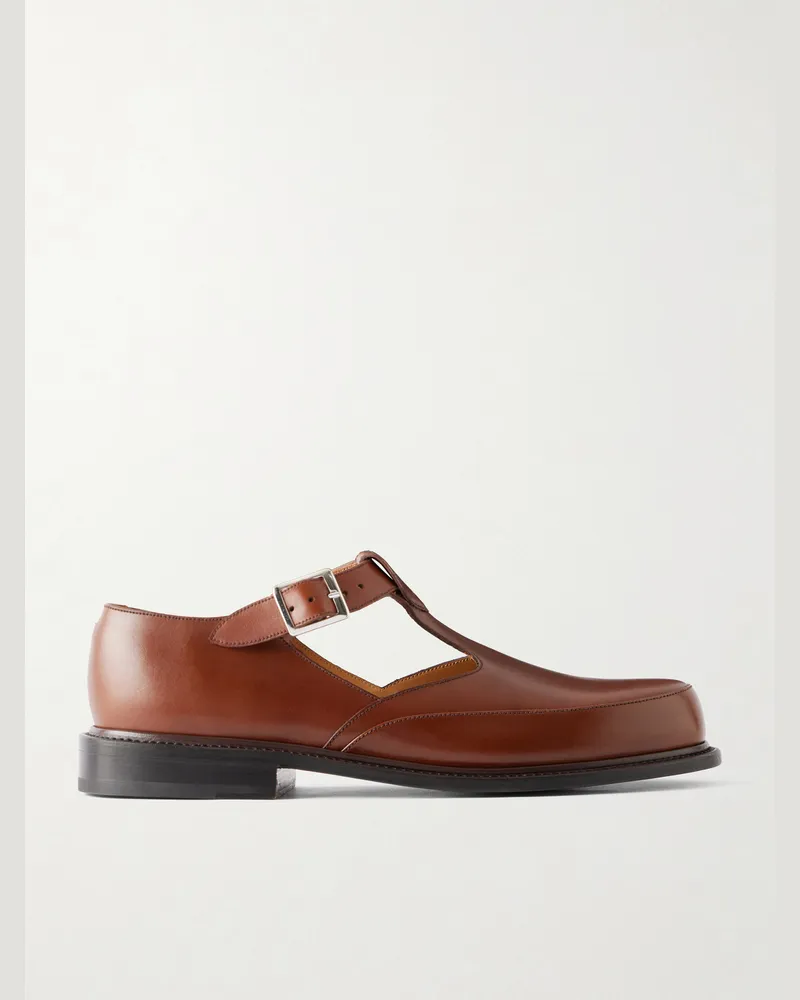 JM Weston Salomé Leather Mary Jane Sandals Brown