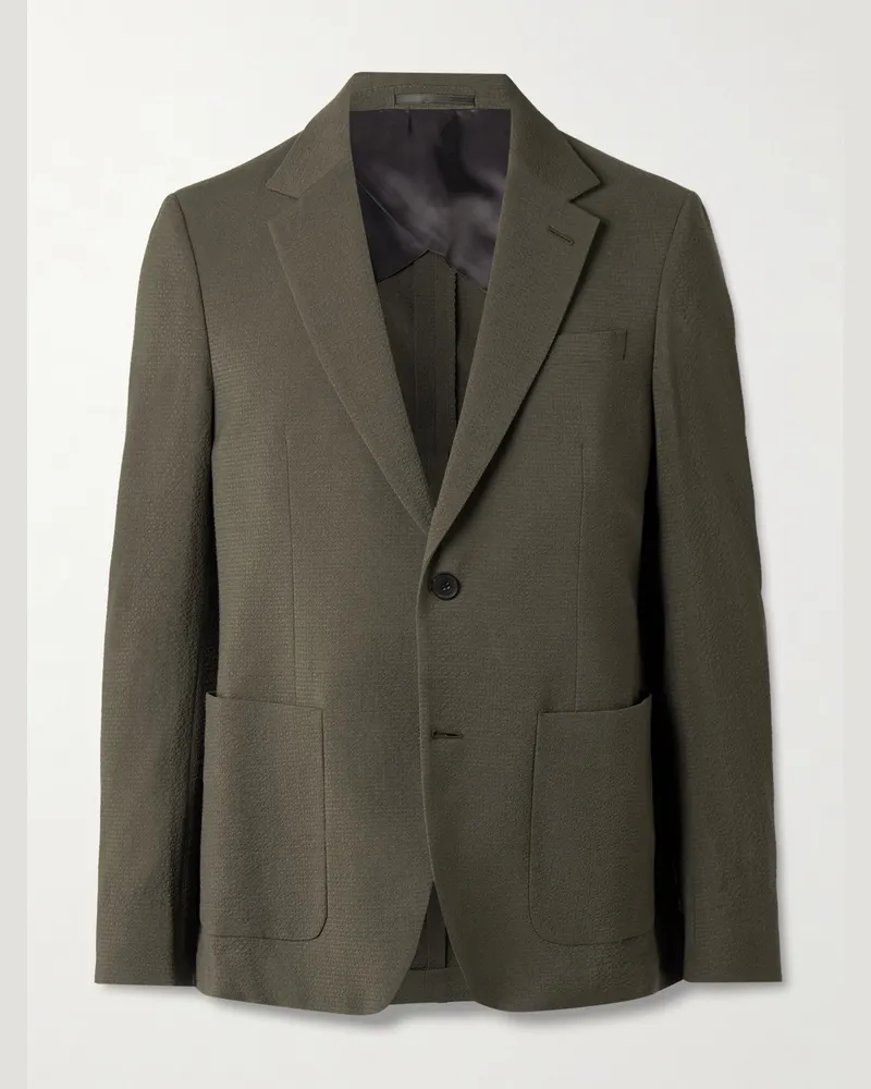 MR P. Wool-Blend Seersucker Suit Jacket Green