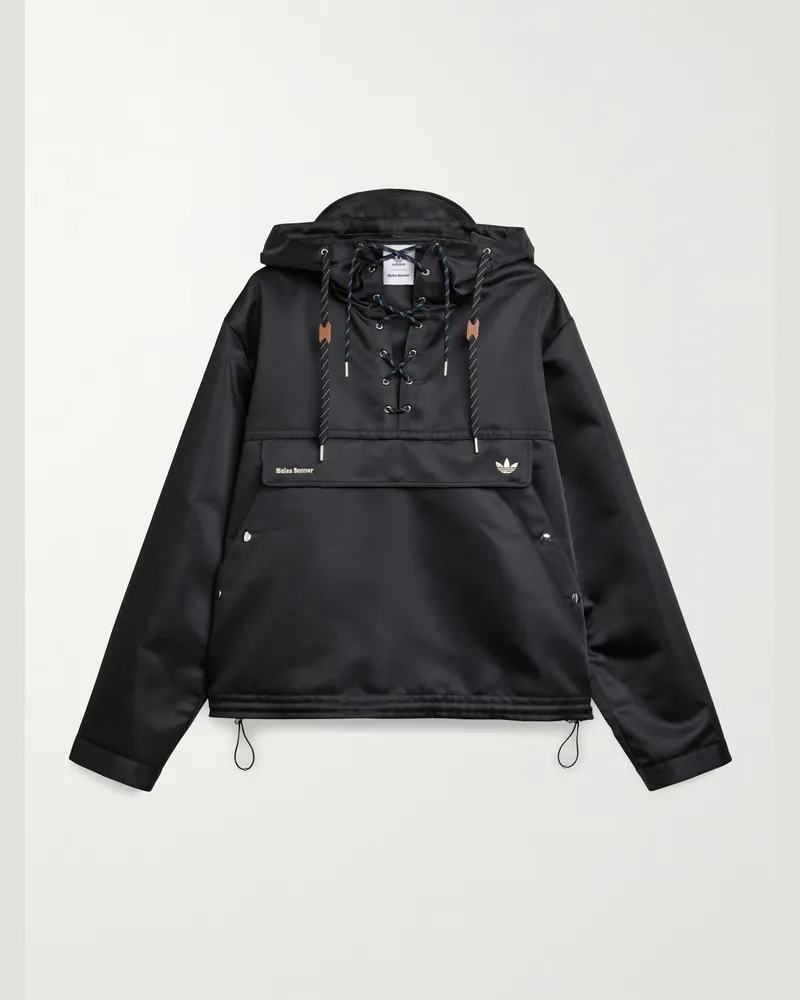adidas Wales Bonner Sailor Kapuzenjacke aus recyceltem Shell mit Logostickerei Schwarz