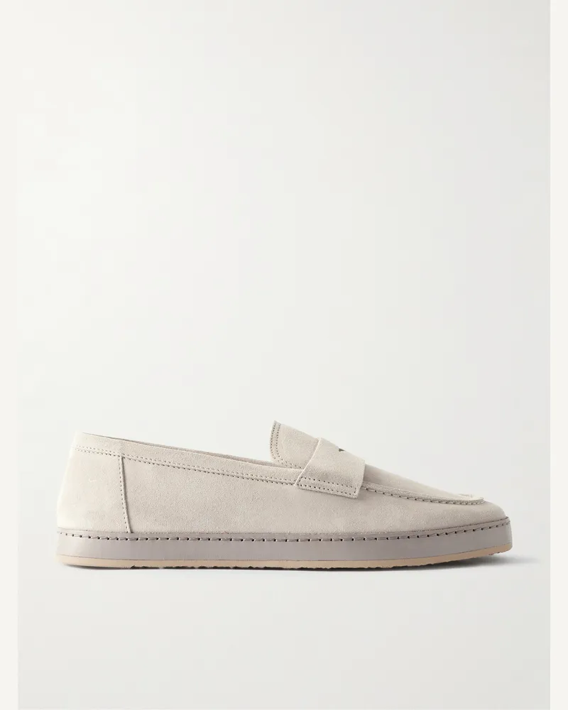 Brunello Cucinelli Pennyloafers aus gewaschenem Veloursleder Neutral