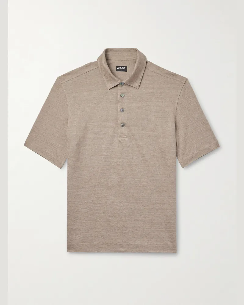 Ermenegildo Zegna Linen Polo Shirt Neutrals