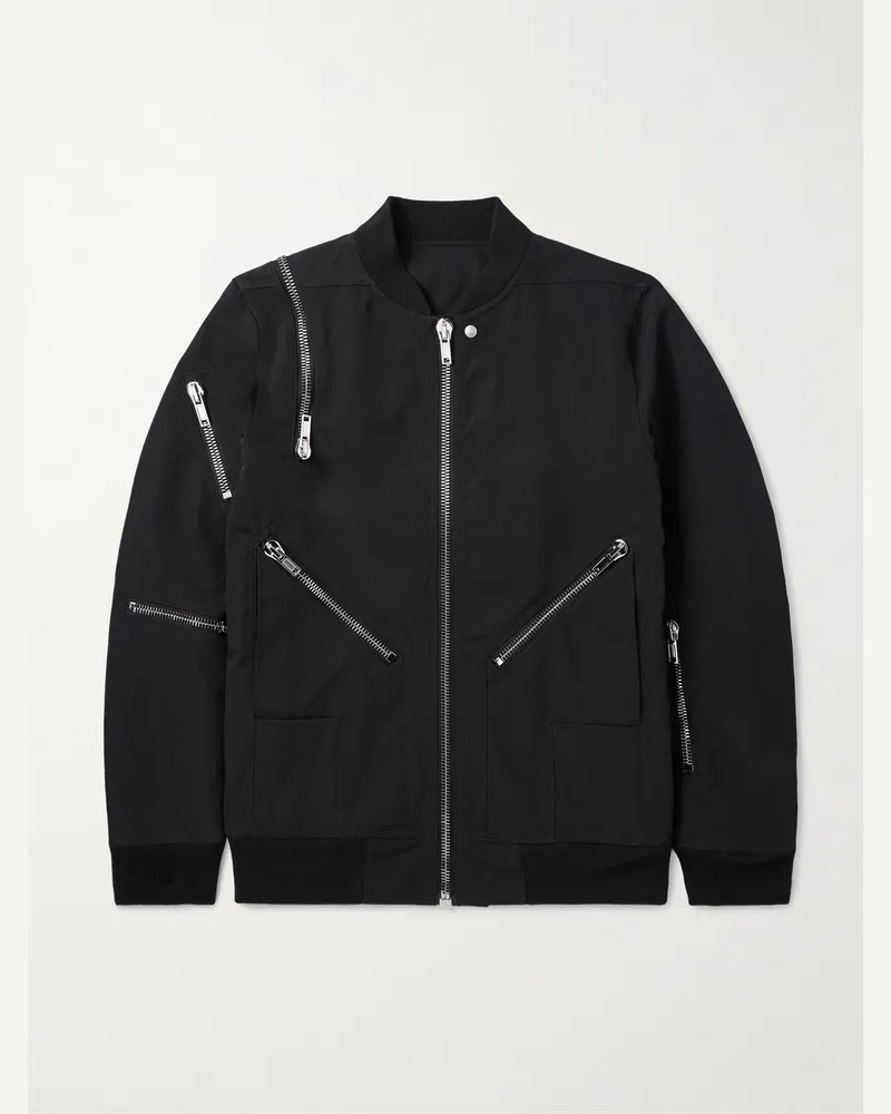 Rick Owens Bonotto Jumbo Headon Oversized-Bomberjacke aus Canvas mit Reißverschlüssen Schwarz