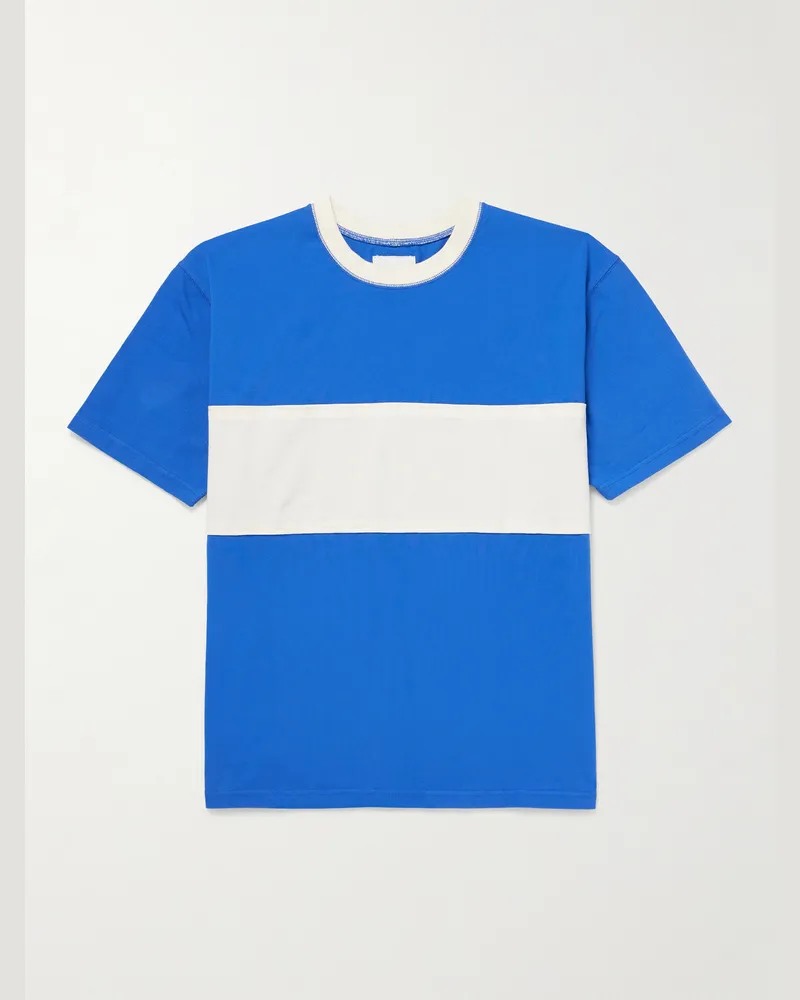 Drake's T-Shirt aus Baumwoll-Jersey mit Streifen Blau