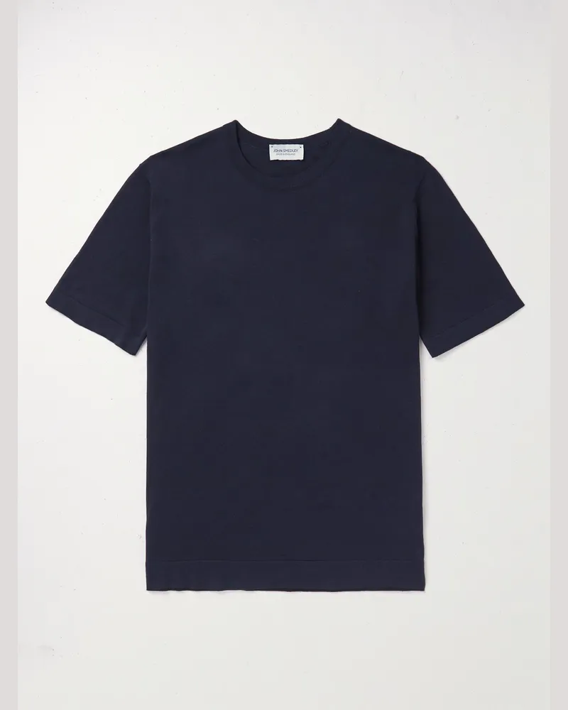 John Smedley Lorca Slim-Fit Sea Island Cotton T-Shirt Blue