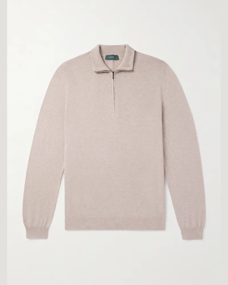 Incotex Zanone schmal geschnittener Pullover aus Baumwolle mit Reißverschluss Neutral