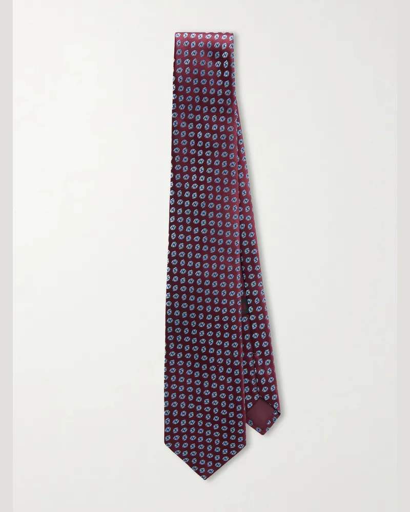 Charvet 8.5cm Silk-Jacquard Tie Burgundy