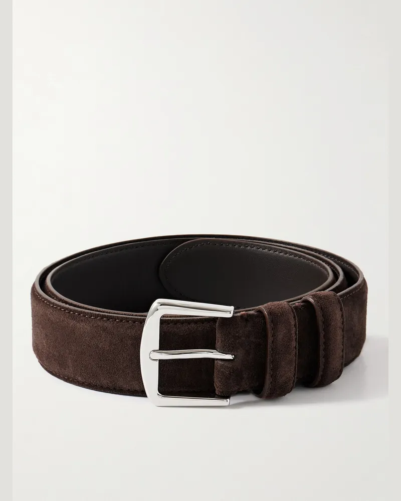 Loro Piana Veloursledergürtel, 3,5 cm Braun