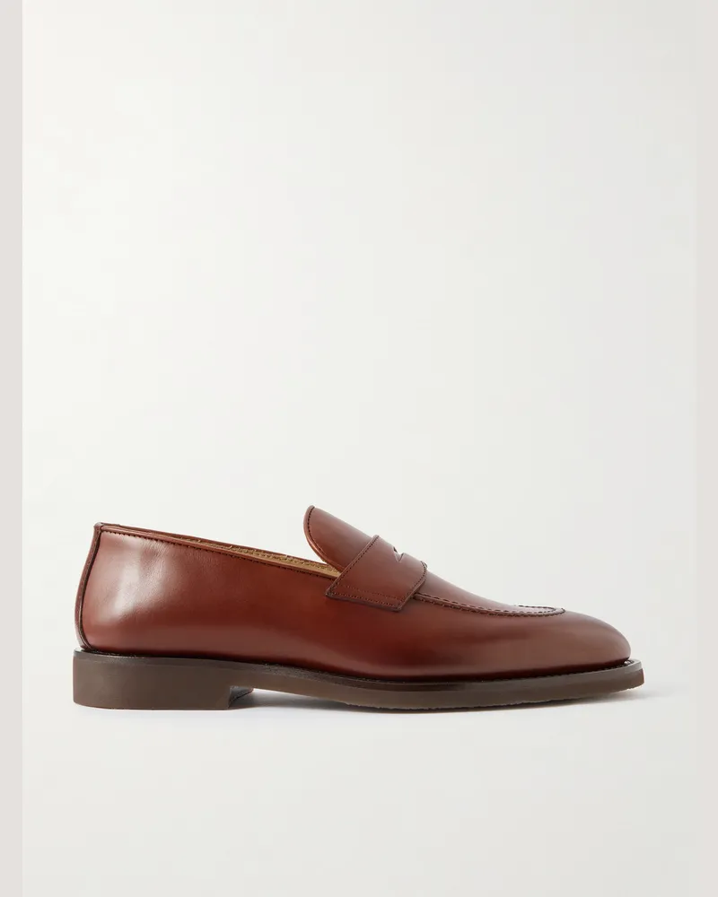 Brunello Cucinelli Flex Leather Penny Loafers Brown